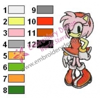 Amy Rose Sonic Embroidery Design 08
